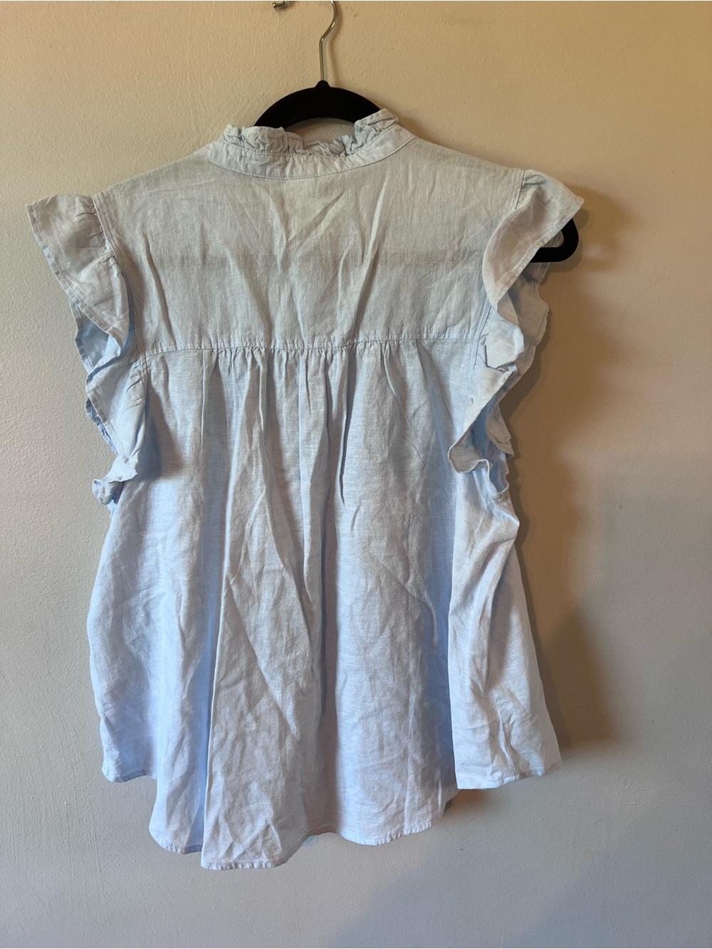 H&M Light Blue Ruffle Sleeve Button-Front Blouse - Picture 4 of 5